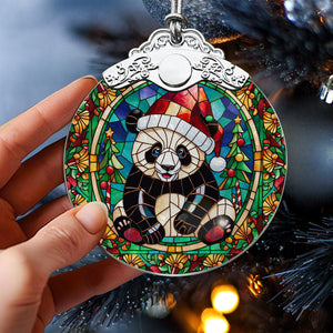 Panda Stained Glass Christmas Glass Ornament, Elegant Holiday Décor for Your Tree, Glass Ornament christmas 2024