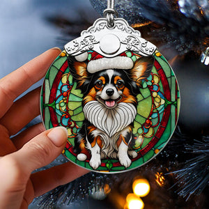 Christmas Dog Stained Glass Ornament | Unique Holiday Gift for Dog Lovers | Papillon