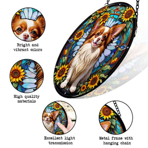 Papillon Stained Glass Suncatcher, Papillon Sunflower Suncatcher for Windows Stained Glass