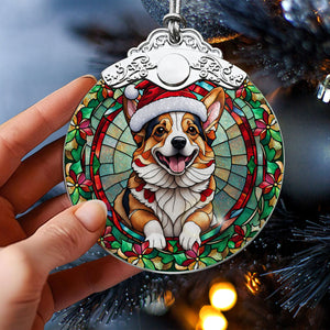 Christmas Dog Stained Glass Ornament | Unique Holiday Gift for Dog Lovers | Pembroke Welsh Corgi 2