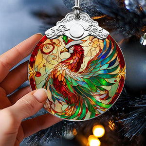 Phoenix Stained Glass Christmas Glass Ornament, Elegant Holiday Décor for Your Tree, Glass Ornament christmas 2024