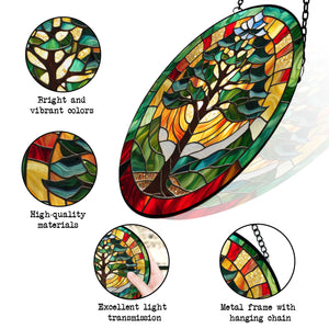 Pine Tree Stained Glass Suncatcher, Pine Tree Suncatcher for Windows Stained Glass