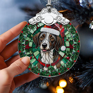 Christmas Dog Stained Glass Ornament | Unique Holiday Gift for Dog Lovers | Plott Dog