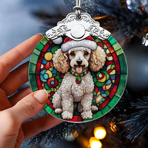 Christmas Dog Stained Glass Ornament | Unique Holiday Gift for Dog Lovers | Poodle