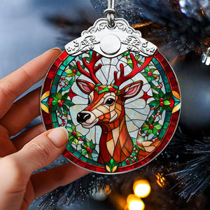 Reindeer Stained Glass Christmas Glass Ornament, Elegant Holiday Décor for Your Tree, Glass Ornament christmas 2024