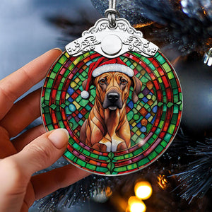 Christmas Dog Stained Glass Ornament | Unique Holiday Gift for Dog Lovers | Rhodesian Ridgeback