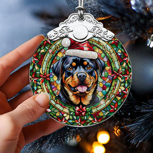 Christmas Dog Stained Glass Ornament | Unique Holiday Gift for Dog Lovers | Rottweiler 2