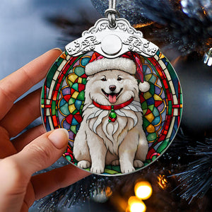 Christmas Dog Stained Glass Ornament | Unique Holiday Gift for Dog Lovers | Samoyed