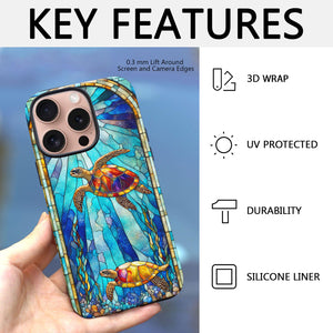 Sea turtle Stained Glass for iPhone 16 Pro Max Case, Sea turtle iPhone 16 Pro Max Case, Sea turtle Phone case, Stained Glass Phone Case