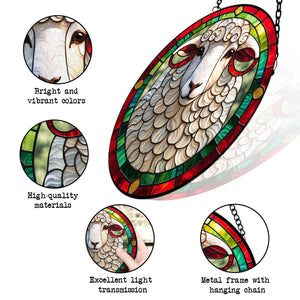 Sheep Stained Glass Suncatcher, Sheep Suncatcher for Windows Stained Glass A01