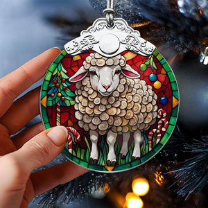 Sheep Stained Glass Christmas Glass Ornament, Elegant Holiday Décor for Your Tree, Glass Ornament christmas 2024