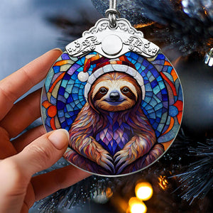 Sloth Stained Glass Christmas Glass Ornament, Elegant Holiday Décor for Your Tree, Glass Ornament christmas 2024