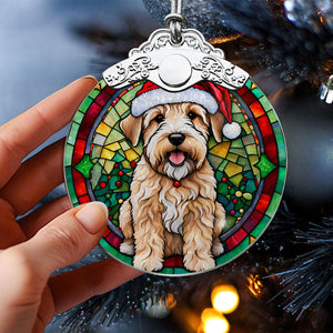 Christmas Dog Stained Glass Ornament | Unique Holiday Gift for Dog Lovers | Soft Coated Wheaten Terrier