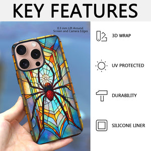 Spider Stained Glass for iPhone 16 Pro Max Case, Spider iPhone 16 Pro Max Case, Spider Phone case, Stained Glass Phone Case