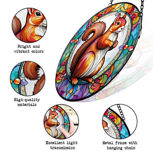 Squirrel Stained Glass Suncatcher, Squirrel Suncatchers for Windows Stained Glass