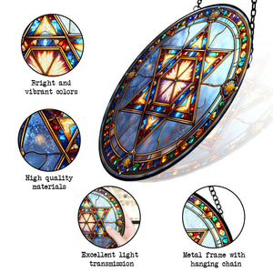 Star of David Stained Glass Suncatcher, Star of David Suncatcher for Windows Stained Glass