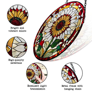 Sunflower Stained Glass Suncatcher, Sunflower Suncatcher for Windows Stained Glass