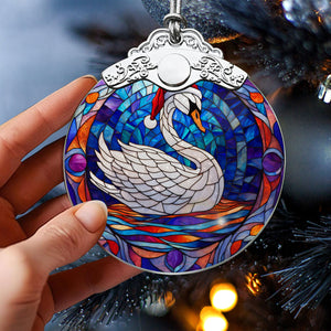 Swan Stained Glass Christmas Glass Ornament, Elegant Holiday Décor for Your Tree, Glass Ornament christmas 2024