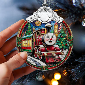 Train Stained Glass Christmas Glass Ornament, Elegant Holiday Décor for Your Tree, Glass Ornament christmas 2024