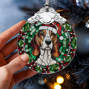 Christmas Dog Stained Glass Ornament | Unique Holiday Gift for Dog Lovers | Treeing Walker Coonhound