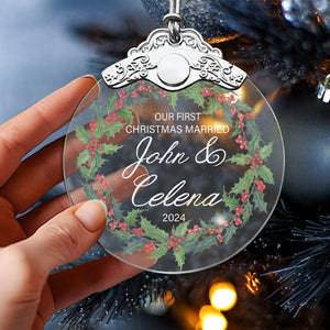 First Christmas Married Glass Ornaments: Elegant Holiday Keepsakes for Newlyweds 2024 - A19