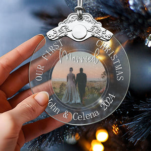 First Christmas Married Glass Ornaments: Elegant Holiday Keepsakes for Newlyweds 2024 - A14