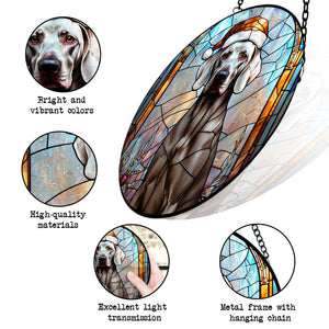 Christmas Dog Stained Glass Suncatcher | Unique Holiday Gift for Dog Lovers | Weimaraner