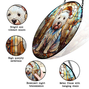 Christmas Dog Stained Glass Suncatcher | Unique Holiday Gift for Dog Lovers | West Highland White Terrier