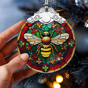 Bee Stained Glass Christmas Glass Ornament, Elegant Holiday Décor for Your Tree, Glass Ornament christmas 2024