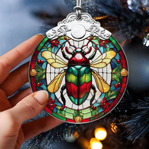 Beetle Stained Glass Christmas Glass Ornament, Elegant Holiday Décor for Your Tree, Glass Ornament christmas 2024