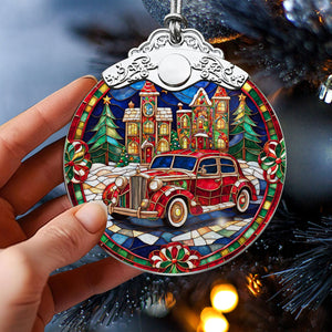 Car Stained Glass Christmas Glass Ornament, Elegant Holiday Décor for Your Tree, Glass Ornament christmas 2024