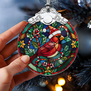 Cardinal Stained Glass Christmas Glass Ornament, Elegant Holiday Décor for Your Tree, Glass Ornament christmas A02