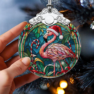 Flamingo Stained Glass Christmas Glass Ornament, Elegant Holiday Décor for Your Tree, Glass Ornament christmas 2024