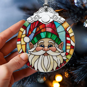 Gnome  Stained Glass Christmas Glass Ornament, Elegant Holiday Décor for Your Tree, Glass Ornament christmas 2024