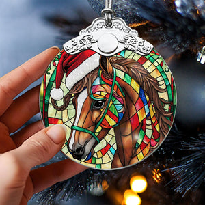 Horse Stained Glass Christmas Glass Ornament, Elegant Holiday Décor for Your Tree, Glass Ornament christmas 2024