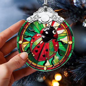 Ladybug Stained Glass Christmas Glass Ornament, Elegant Holiday Décor for Your Tree, Glass Ornament christmas 2024