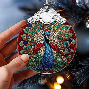 peacock Stained Glass Christmas Glass Ornament, Elegant Holiday Décor for Your Tree, Glass Ornament christmas A02