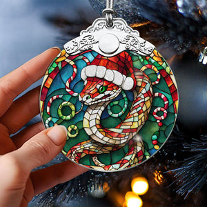 snake Stained Glass Christmas Glass Ornament, Elegant Holiday Décor for Your Tree, Glass Ornament christmas 2024