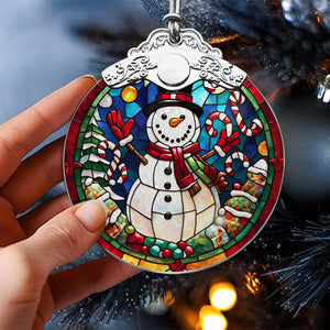 snowman Stained Glass Christmas Glass Ornament, Elegant Holiday Décor for Your Tree, Glass Ornament christmas 2024