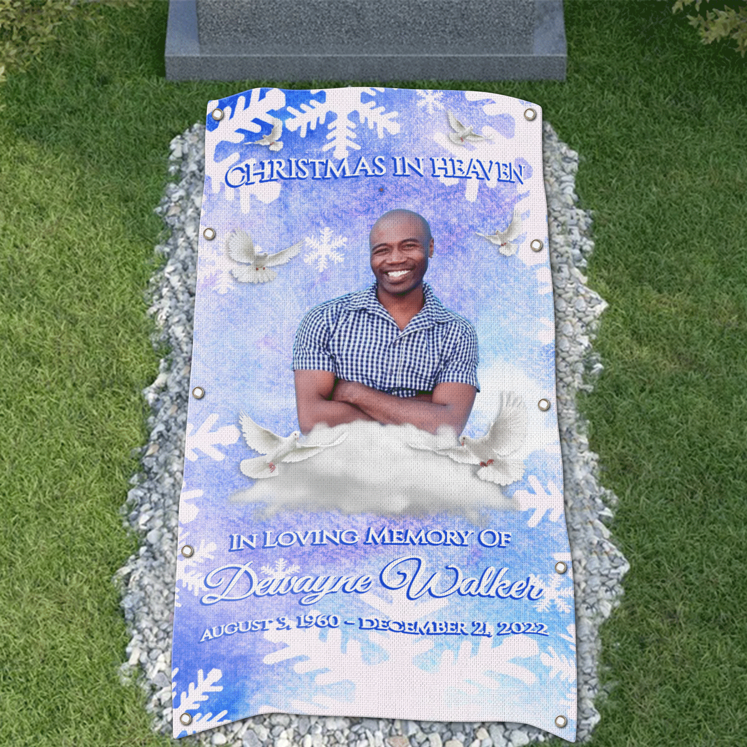 Custom Memorial Grave Blanket on Christmas : christmas in heaven, in loving memory Grave Blanket A2