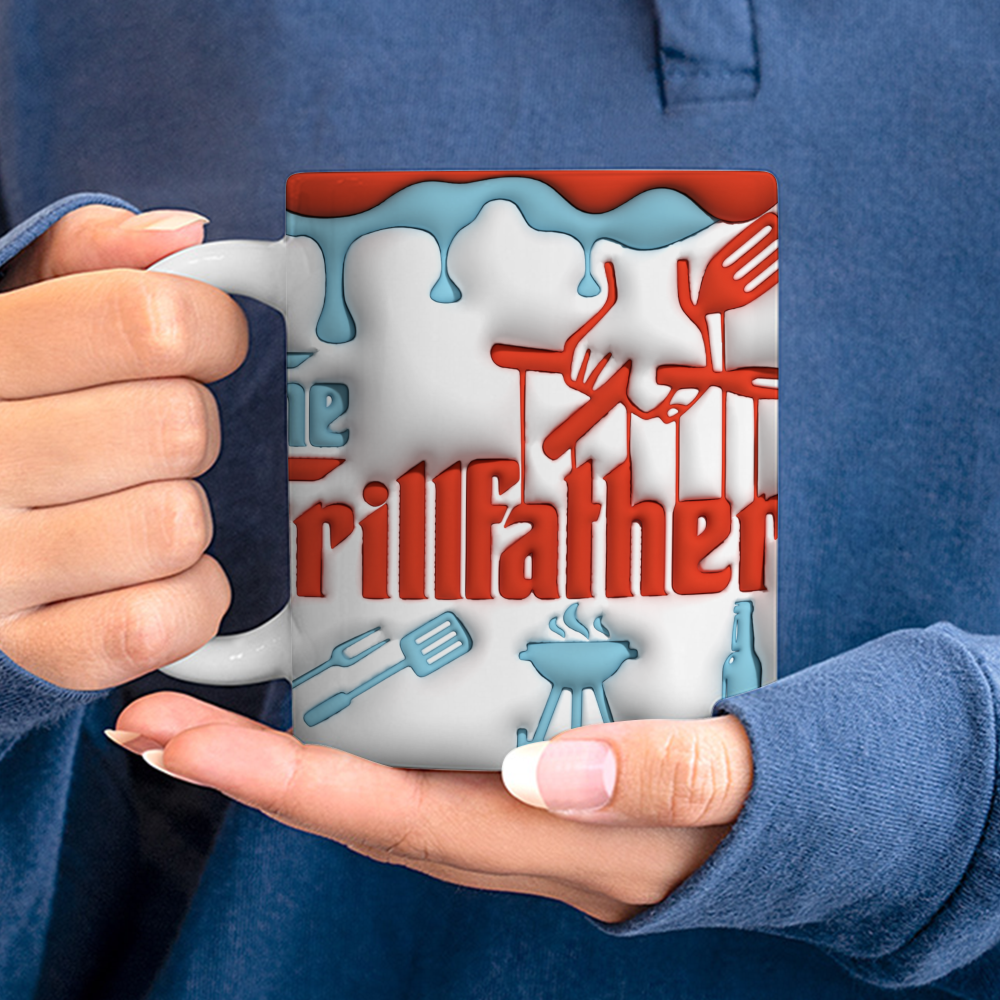 Father's Day Mug Gift, Dad 3d Mug, 3D Mug Gift For Dad : the grillfather