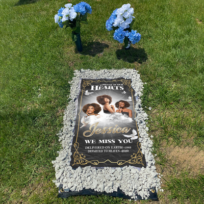 Custom Memorial Grave Blanket :  Forever in our Hearts