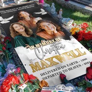 Custom Memorial Grave Blanket :  In memory of