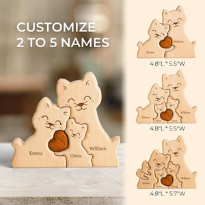 Custom Cats Dad Wooden Puzzle Father’s Day, Personalized Cats Wooden Engraved Wooden Animal Family Puzzle (Copy)