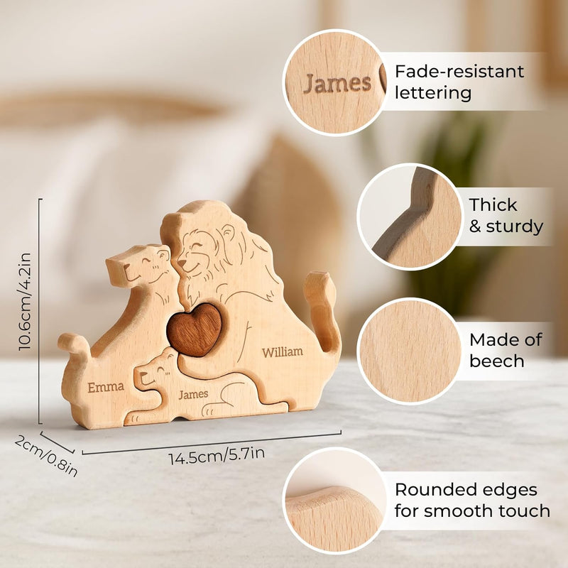 Custom Lion Dad Wooden Puzzle Father’s Day, Personalized Lion Wooden Engraved Wooden Animal Family Puzzle (Copy) (Copy)