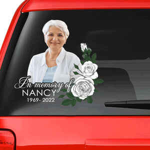 Custom In Loving Memory Sticker, Memorial Decal Car Rose White : in memory of