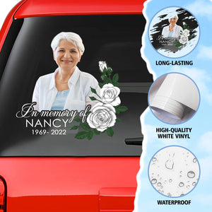 Custom In Loving Memory Sticker, Memorial Decal Car Rose White : in memory of