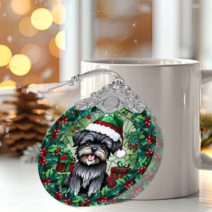 Christmas Dog Stained Glass Ornament | Unique Holiday Gift for Dog Lovers | Affenpinscher