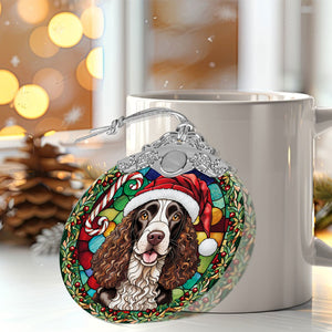 Christmas Dog Stained Glass Ornament | Unique Holiday Gift for Dog Lovers | American Water Spaniel