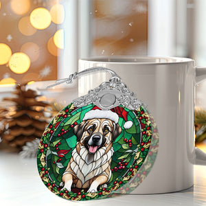 Christmas Dog Stained Glass Ornament | Unique Holiday Gift for Dog Lovers | Anatolian Shepherd